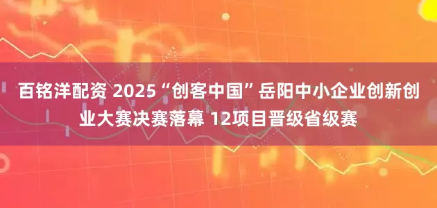 百铭洋配资 2025“创客中国”岳阳中小企业创新创业大赛决赛落幕 12项目晋级省级赛