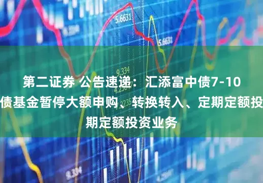 第二证券 公告速递：汇添富中债7-10年国开债基金暂停大额申购、转换转入、定期定额投资业务